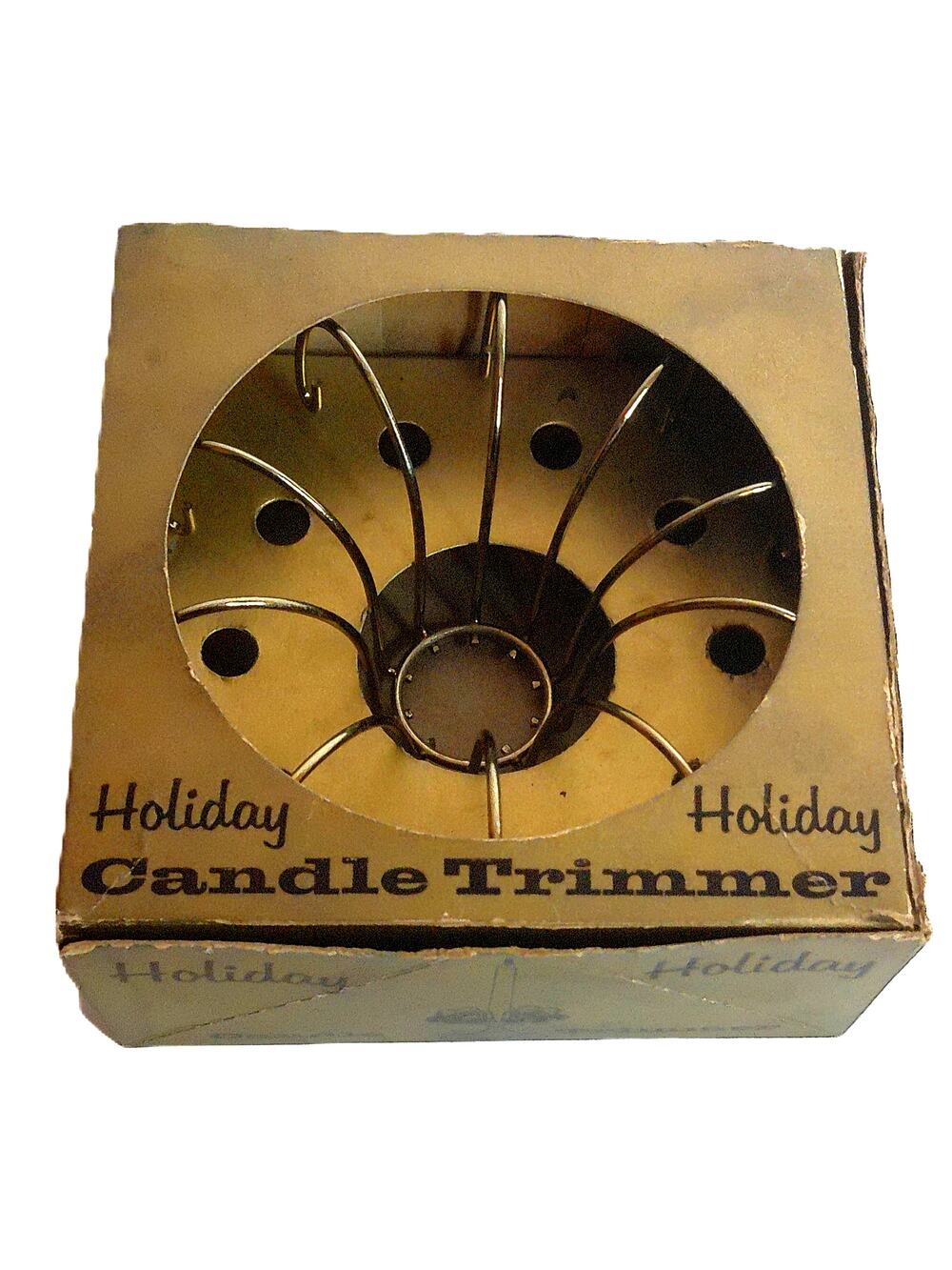 Vintage Nated Corp Mid Century Gold Holiday Candle Trimmer Carousel Taper Holder